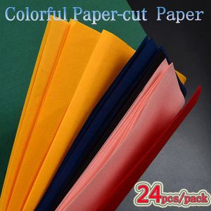 24 Stks/pak Kleurrijke Dubbele Randen Chinese Kalligrafie Rijstpapier Voor Papier-Cut Origami Xuan Papier Ramen Papier Papier vouwen