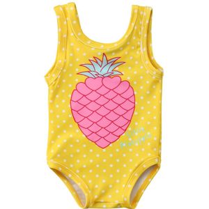 6M-4Y Kids Baby Meisje Een Stuk Geel Dot Badpak Ananas Print Badmode Mooie Badpak Zomer Badmode Kind Zwemkleding