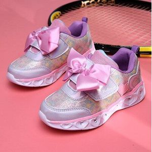 Leuke Meisjes Casual Schoenen Sneakers Peuter Baby Meisjes Bow Sequin Wieg Trend Casual Schoenen Kids Kinderen Led Roze Jurk Schoenen