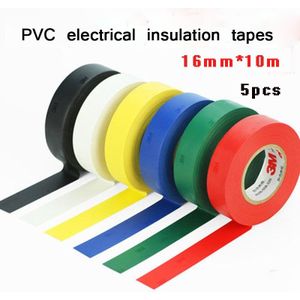 5 Pcs 16 Mm Breedte 10 Meter Lengte Pvc Elektrische Tape Isolatie Tapes Hittebestendige Elektrische Waterdichte Power Isolerende Tape