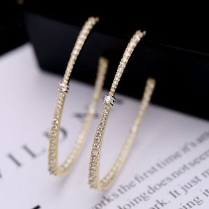 Eenvoudige Oorringen Met AAA Zirkoon Voor Vrouwen Sieraden Brincos Unieke Clear Rhinestone Verharde Rose Goud Kleur Sieraden AE312