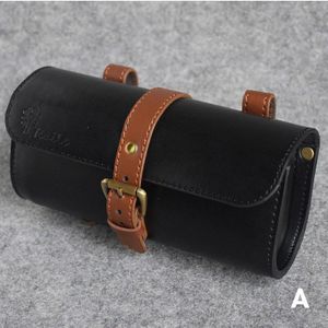 Bruin Vintage Lederen Fiets Rear Seat Bag Waterdichte Opslag Fiets Zadeltas Fietsen Staart Achter Pouch Zadeltas