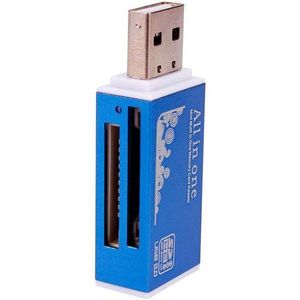 Nworld Alle In 1 Multimemory Kaartlezer Tiny Blue Usb 2.0 Kaartlezer Adapter Voor Micro Sd Sdhc Tf M2 mmc Laptop Accessoires