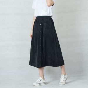 Casual Rok Corduroy Rokken Vrouwen Hoge Taille A-lijn Rokken Vrouwen Solid Button Pocket Rokken Jupe Femme Saia