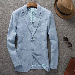 lente en zomer bovenkleding dunne grote pak mannelijke toevallige enkele slanke linnen mannen plus size ML XL 2XL 3XL 4XL