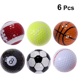 6 Pcs Sport Thema Golfbal Training Sport Ballen Simulatie Rubber Golf Praktijk Golfbal Benodigdheden Voor Outdoor (Tennis, mand