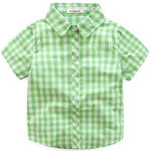Kids Jongens Shirts Peuter Kleding Kinderen Casual Lattice Zachte Katoen Groen/Blauw Tops Voor Baby Jongens 3-7 jaar Dragen