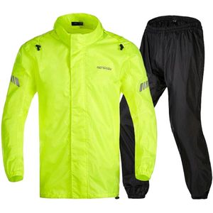 YELLOW WATERPROOF MOTORBIKE CYCLING REFLECTIVE RAIN OVER JACKET TROUSER SUIT