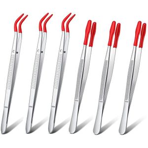 6 Stuks Van Rubber Tip Pincet Pvc Siliconen Precisie Pincet Laboratorium Industriële Hobby Craft Pincet Tool