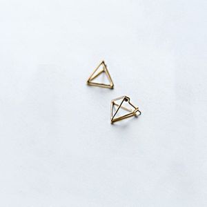 Inzatt Echt 925 Sterling Zilveren Geometrische Drie-Dimensionale Holle Driehoek Oorringen Voor Vrouwen Fijne Sieraden Drie Kleuren