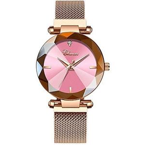 Mode Vrouwen Rose Goud Horloge Japan Quartz Rvs Magnetische Mesh Band Waterdicht Dames Horloges