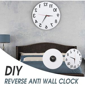 3D Diy Reverse Anti Wandklok Moderne Achterwaarts Tijd Run Teller Rechtsom Muur Horloge Home Decoratie