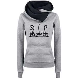 Hoody Vrouwen Casual Kat Printing Lange Mouwen Trui Shirts Tops Blouse Sweatshirt Vrouwelijke Tops Hoodie Sweatshirt Vrouwen # D8