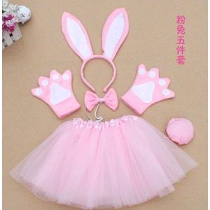 , kinderen halloween prestaties party wit roze bunny oor hoofdband handschoenen tutu bow tie tail kostuum set voor kid