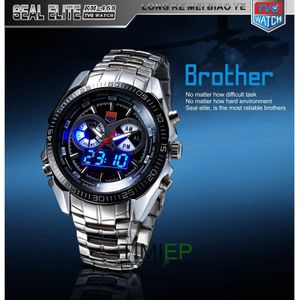 TVG Hight Quality Rvs heren Klok Blauwe LED Pointer Horloge Mens 30AM Waterdichte sport horloge