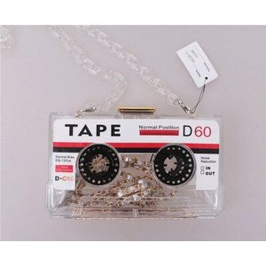 Vrouwen Transparante Tape Cassettes Avond Clutch Bag Acryl Harde Box Clutch Acryl Keten Handtas Kleine Party Purse Handtas