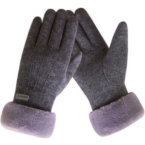 Vrouwen Elegante Harige Imitatie Lamsleren Handschoenen Winter Warm Touchscreen Suede Gebreide Handschoen Volledige Vinger Vrouwelijke Wanten