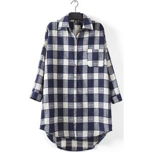 Grote Size Plaid Shirt 4XL-8XL Buste 140Cm Grote Size Vrouwen Revers Pocket Lange Mouwen Single Breasted Casual Plaid shirt