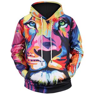 TENNEIGHT kleur Leeuw Print 3D hooded sweatshirts Man/vrouwen sport jas outdoor sport sweatshirts kapmantel mannen shirt