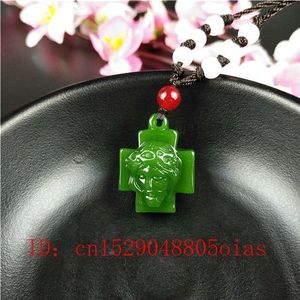Natuurlijke Groene Chinese Jade Kruis Hanger Ketting Mode Accessoires Charm Sieraden Gesneden Jezus Amulet Voor Vrouwen Mannen