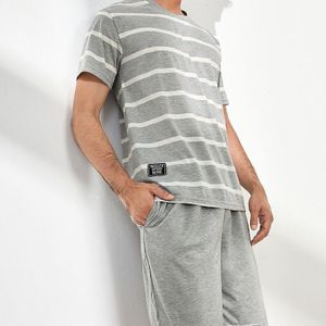 Casual Mannen Pyjama Korte Mouw Shorts Pyjama Gestreepte Nachtkleding Broek Mannelijke Nachtkleding Home Kleding Voor Mannen