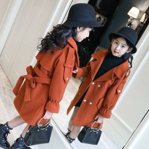 Meisje Wollen Jas Herfst Winter Dikke Uitloper Kids Wol Jassen Kinderen Lange Jassen Winter Tiener Warm Jacke Wind Mantel
