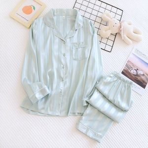 Twee Stuk Zijde Paar Pyjama Set Lente En Zomer Lange Mouw Broek Homewear Voor Vrouwen Dames Casual home Service