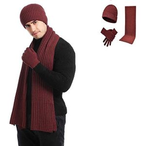Heren Winter Beanie Muts Sjaal Touchscreen Handschoenen Winterhandschoenen Kerstcadeau