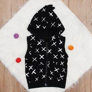 Herfst en Winter Warm Kids Vest Voor Jongens Cartoon Dinosaurus Bovenkleding Mouwloze Capuchon Rits Jassen Gilet Baby Jongens Kleding