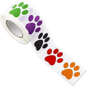 1 Rol Van 600 Stuks 1.5 Inch Kleurrijke Paw Print Roll Stickers 6 Kleuren Zelfklevende Hond Poot Gedrukt bear Paw Print Labels