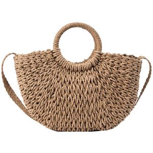 Zomer Vrouwen Hand Made Beach Bag Casual Vrouwelijke Weave Strozak Handtassen Crossbody Tas Voor Vrouwen