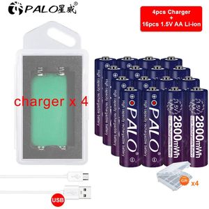 Palo 1.5V Aa Batterij Oplaadbare Li-Ion Batterij Aa 1.5V 2800mWh Lithium Li-Ion Oplaadbare Batterij En Usb Charger Case