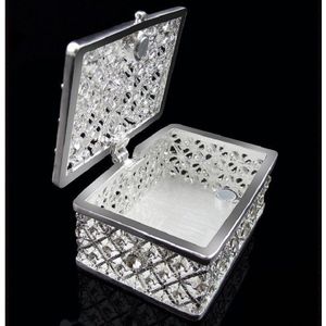Vierkante Zilveren Sieraden Trinket Doos Antieke Tinnen Kist Craft Dressing Case