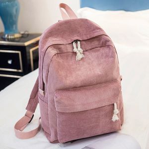 OCARDIAN Preppy Stijl Zachte Stof Rugzak Vrouwelijke Corduroy School Rugzak Voor Tiener Meisjes Gestreepte Rugzak Vrouwen May14