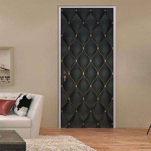 Moderne Pvc Waterdichte Deur Sticker 3D Zwarte Zachte Tas Woonkamer Slaapkamer Deur Muurschildering Behang Home Decor Papel De Parede