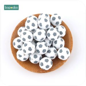 Bopoobo 5PC 15mm Mooie Siliconen Voetbal Kralen Kraamcadeau Voetbal Kralen Maken Sieraden Ketting Kralen Zintuiglijke Kauwen speelgoed