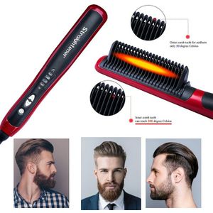 Haar Baard Straightener Kam Quick Borstel Voor Mannen Mini Vochtige Bart Baard Kam Mannen Baard Stijltang Escova De Cabel
