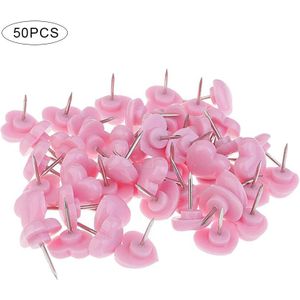 1 Pack 50 Stuks Kantoorbenodigdheden Hart Vormige Plastic Punaise Roze Liefde Punaise Hoge Materialen Sterk En Duurzaam