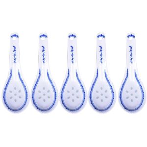 5Pcs Handige Keramische Lepel Multifunctionele Chinese Stijl Scoop Pap Lepel Servies Soep Lepel Voor Thuis Restaurant