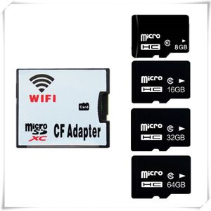 Draadloze wifi CF card adapter + micro sd sdhc sdxc-kaart 64 GB 32 GB 16 GB 8 GB class10 wifi draadloze MicroSD Geheugen TF Card