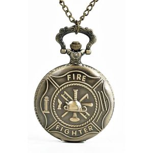 Zakhorloge Fire Fighter Patroon Volledige Hunter Brons Quartz Horloges Antieke Unieke Firefighter Mannen Vrouwen