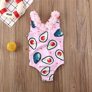 1-5 jaar Baby Meisje Zwemkleding Avocado Print Badpakken Voor Meisjes Beachwear Roze Een Stuk Badmode Voor Meisjes zwemmen Pak