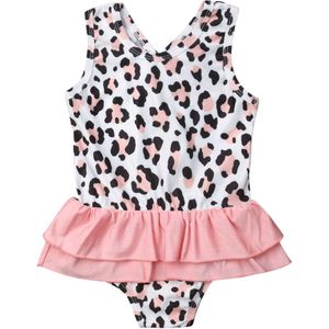 2 om 6Y Leuke Baby Meisjes Peuter Kids Luipaard Gedrukt Ruches Badmode Een Stuk Badpak Bikini Badpak Tankini ONS Surf Zee