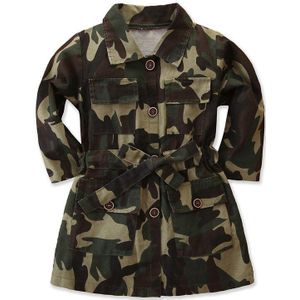 Peuters Meisje Lange Mouw Geul Casual Camouflage Jacket Knie Jas Uitloper Windbreaker Herfst Kids Kleding