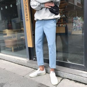 Mannen Jeans Denim Effen Rechte Slanke Losse Plus Size 5XL Studenten Alle-Wedstrijd Basic Elasticiteit Koreaanse Mode Rits Toevallige dagelijks