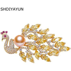 SHDIYAYUN Parel Broche Voor Vrouwen Pauw Broches Pins Natuurlijke Zoetwater Parel Fijne Sieraden Accessoires hoogwaardige Sieraden