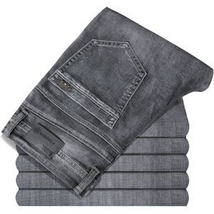 Klassieke Stijl Mannen Business Slanke Jeans Grote Maat 40 Mode Stretch Denim Broek Mannelijke Broek Grijs