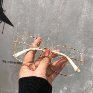Elbru Anti Blauw Licht Optische Bril Luxe Big Size Plein Brilmontuur Mannen Vrouwen Computer Brillen Metalen Frame Eyewear