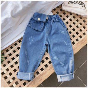 Baby Kids Jeans Lente Meisjes Elastische Taille Denim Broek Jongens Mode Losse Broek Herfst Kinderen Casual Broek Voor 2-6 Jaar