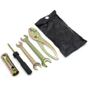 5Pcs Motorcycle Tool Kit Spanner/Sleutel/Schroevendraaier/Tang W/Opbergtas